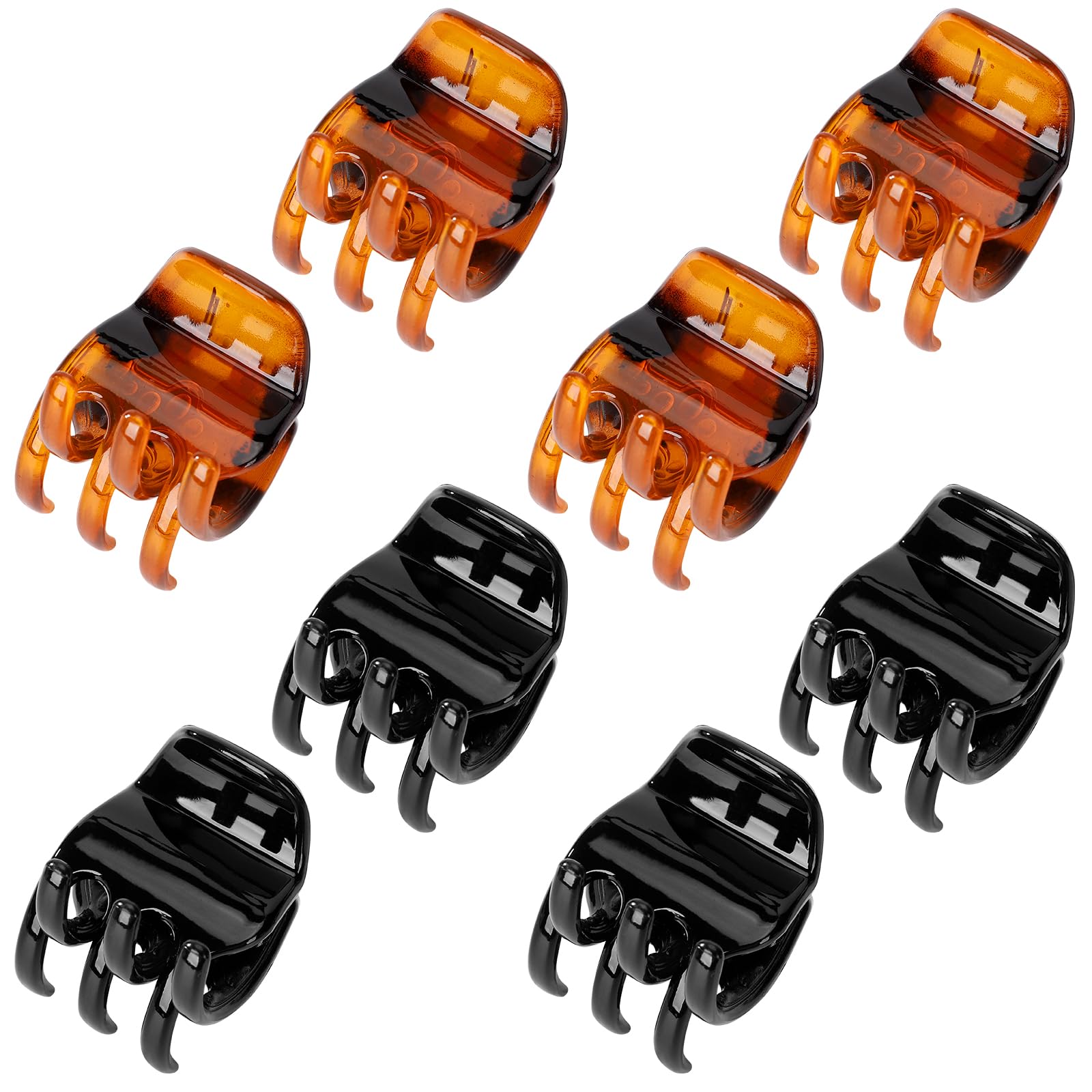 8Pcs No-Slip Hair Clips for Women and Girls - Medium Size Hair Claws Jaw Clips for Thick & Thin Hair (1.3 Inch, Black & Brown) - Perfect for School, Work, Gym and Daily Styling