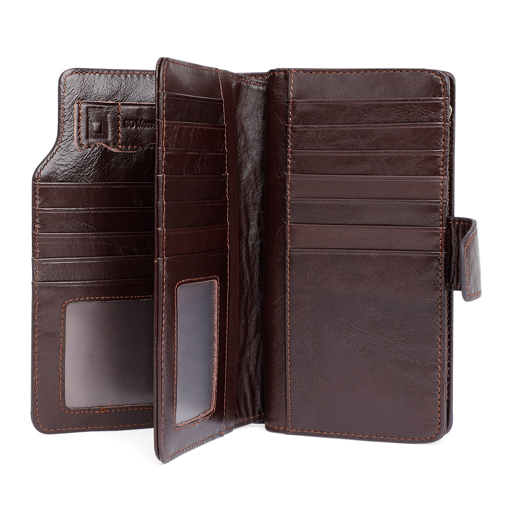 Men's Leather Trifold Wallet with RFID Blocking & Multiple Card Slots - Slim Bifold Wallet for Credit Cards, Cash & ID - Perfect for Everyday Carry, Travel & Business