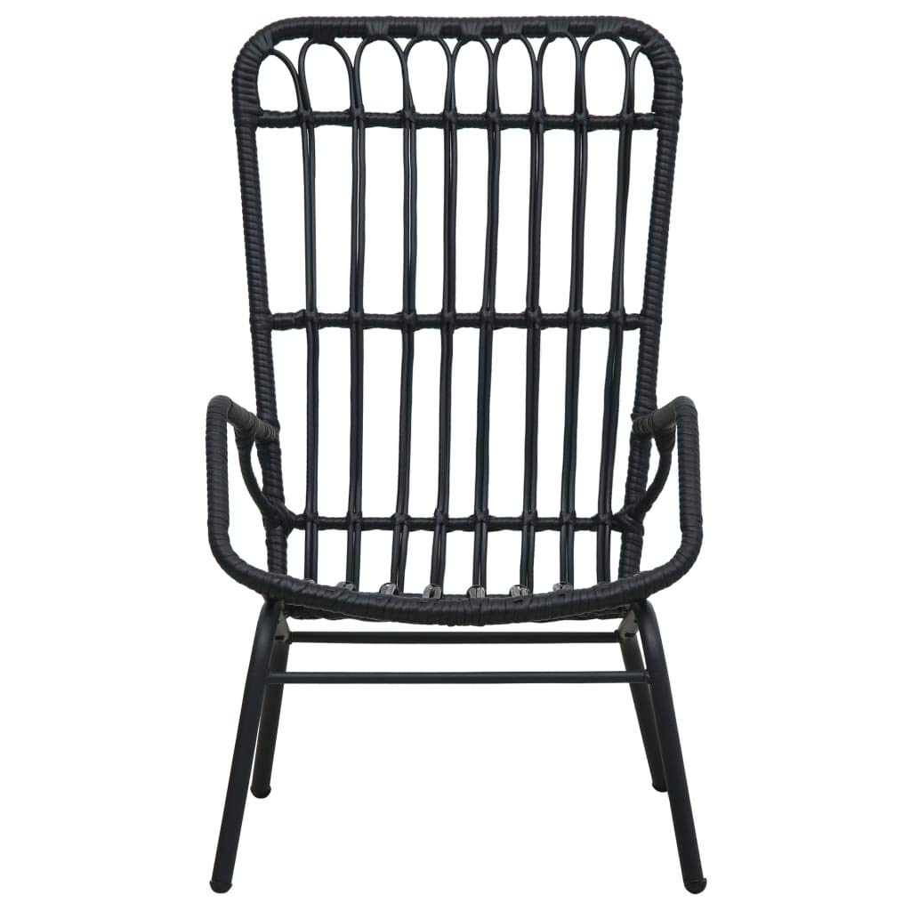Premium FAMIROSA Outdoor Garden Chair - Black Poly Rattan Patio Furniture for Backyard, Poolside, and Balcony Relaxation
