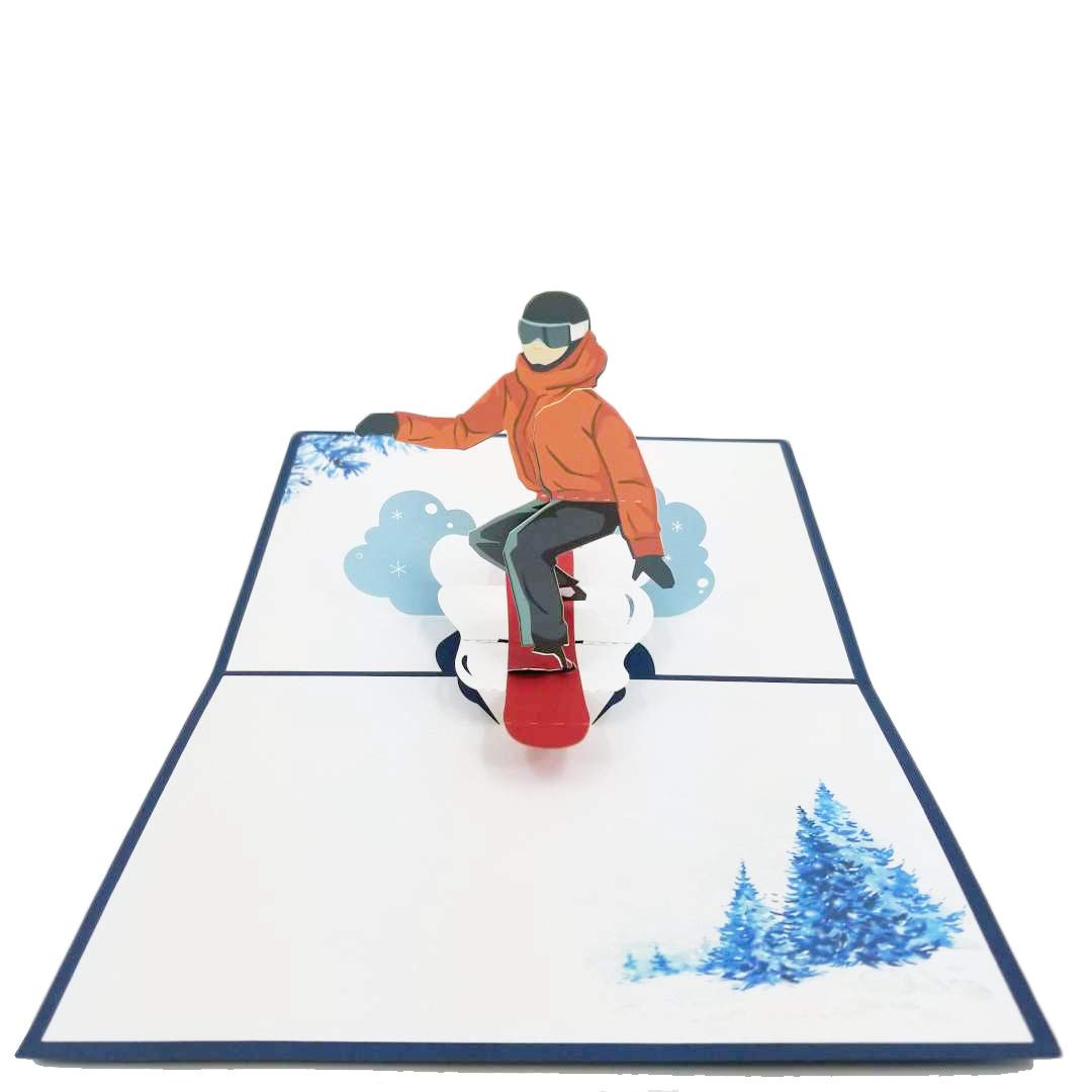 Snowboard Pop Up Greeting Card for Birthday, Anniversary & Sports Lovers - Perfect Gift for Snowboarders
