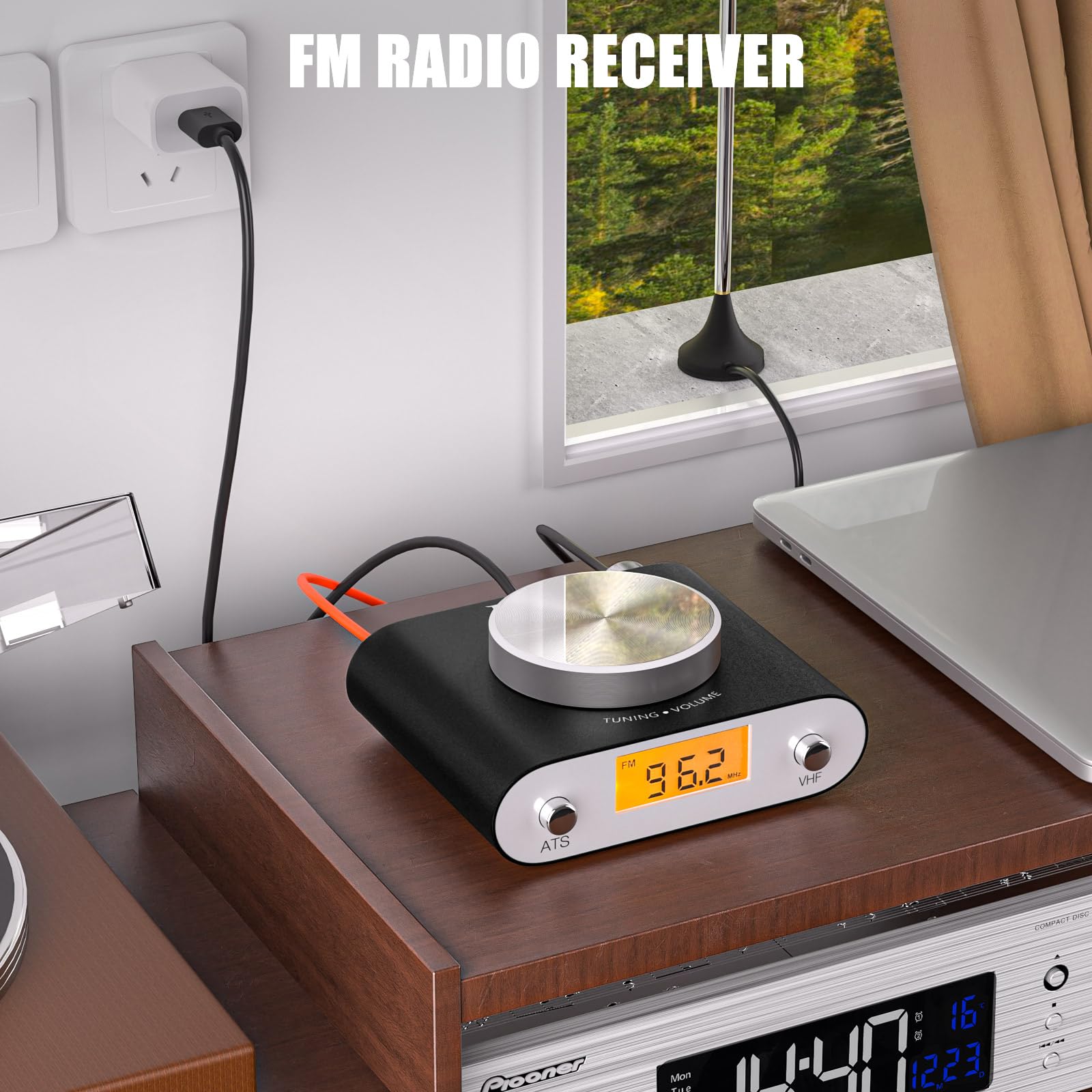 Facmogu FM Radio Receiver - Si4730 Global Frequency AM/FM Radio with 33ft Long Antenna, 3.5mm Audio Output & LCD Display - Perfect for Home, Office, Emergency Use & Outdoor Activities
