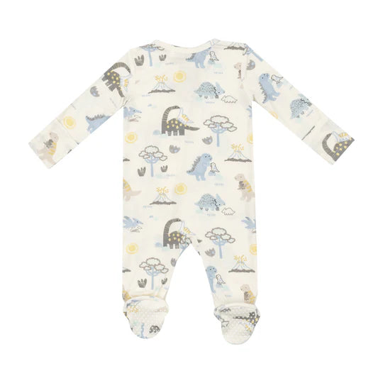 Soft Bamboo 2-Way Zipper Footie Pajamas with Dinosaur Print - Cozy & Breathable Baby Sleepwear for Boys & Girls - Perfect for Bedtime & Lounging