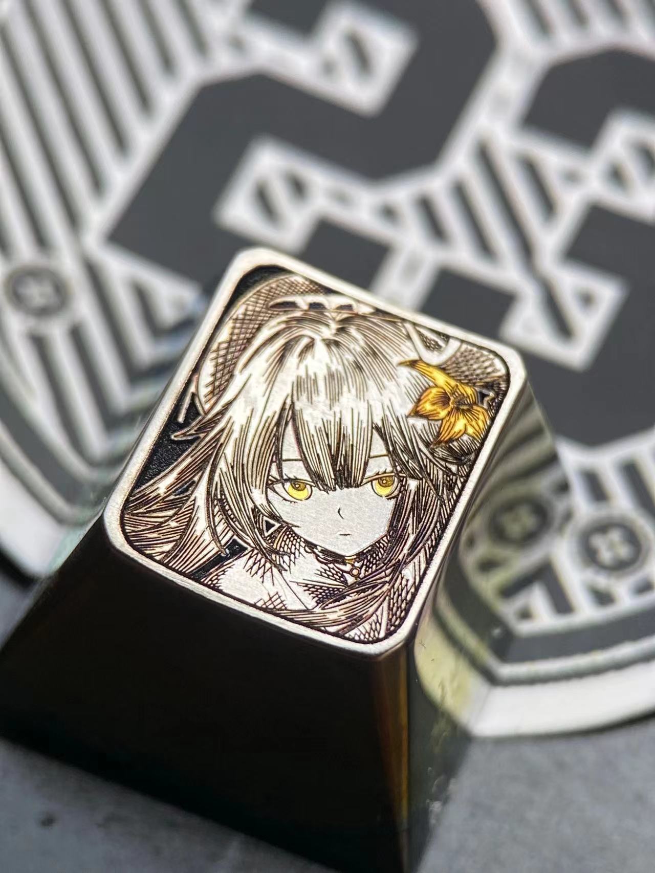 Honkai: Star Rail Herta Themed Colorful Engraved Titanium Alloy Custom Mechanical Keyboard Keycaps - Perfect for Gaming & Typing Enthusiasts