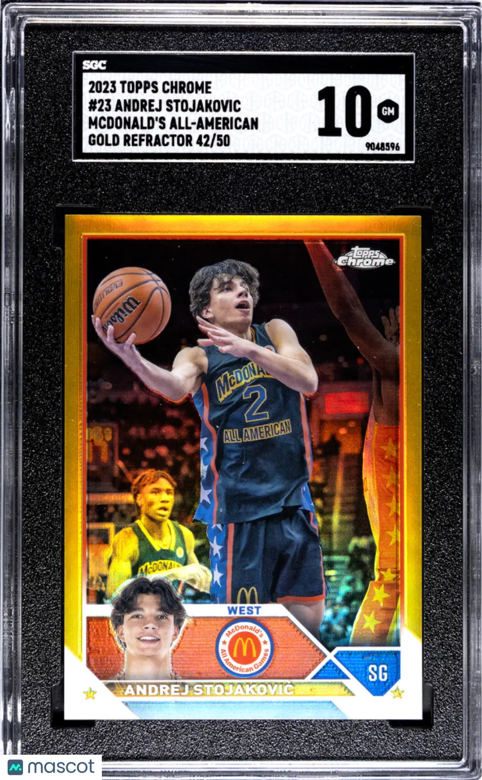 2023 Topps Chrome McDonald's All American Andrej Stojakovic Gold Refractor SGC 10/50 - Rare Basketball Trading Card for Collectors & Investors