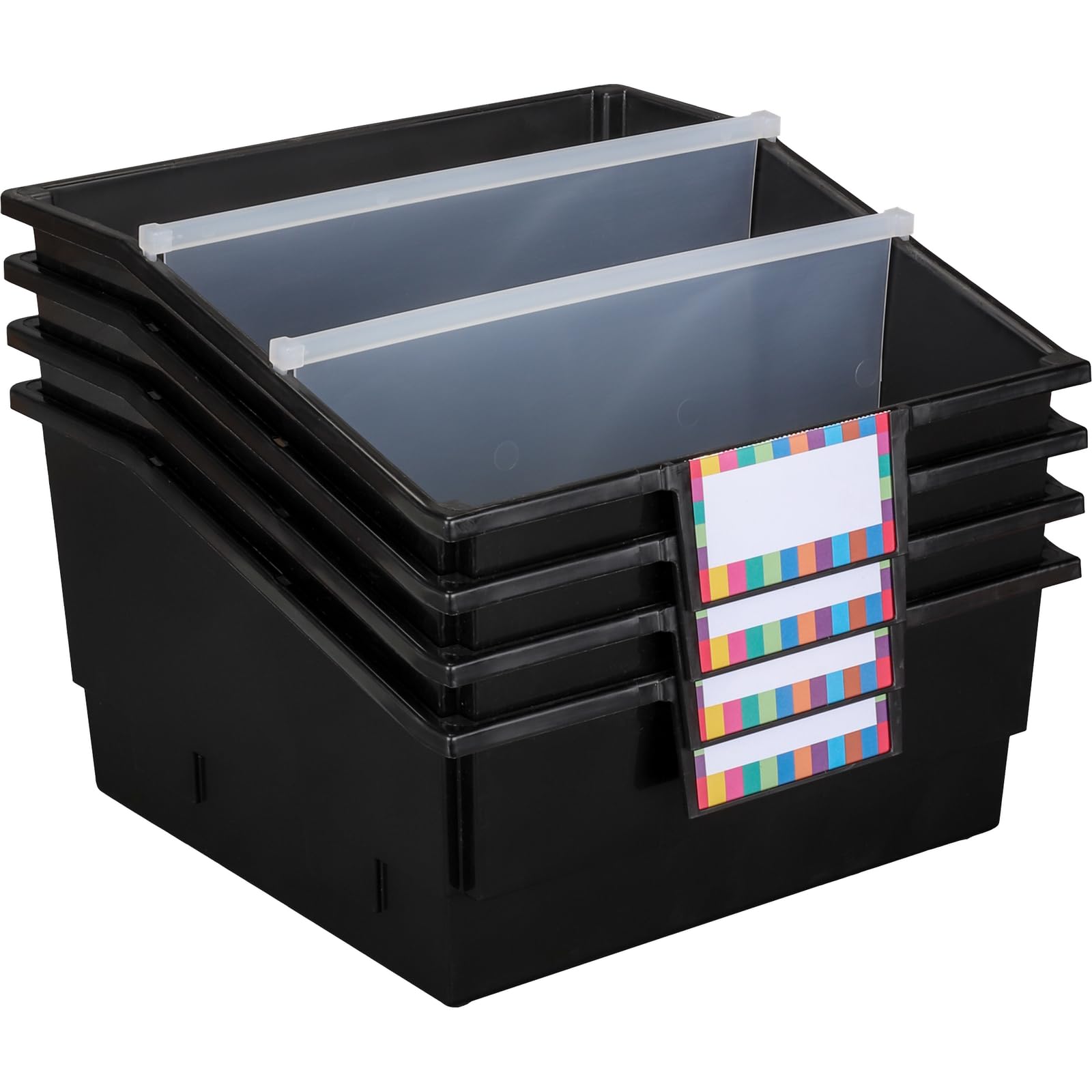 Really Good Stuff Mid-Size Mobile Storage Rack with 4 Picture Book Bins - Organizer Shelf for Classroom, Library & Kids Room Storage