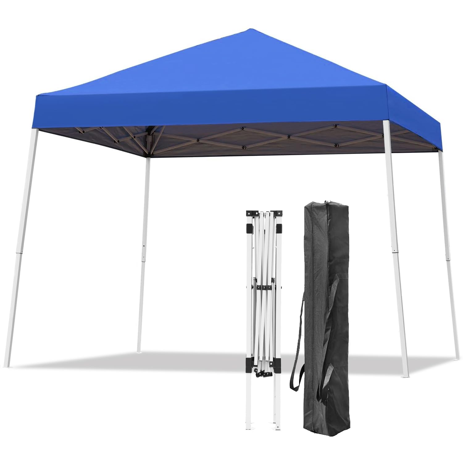 10x10 FT Pop Up Canopy Tent with Slant Legs & Carrying Bag - Portable Outdoor Instant Shelter for Patio, Garden, Beach, Camping & Events - Waterproof 8x8 FT Canopy Cover (Blue) - Perfect for Picnics, Tailgating & Outdoor Parties