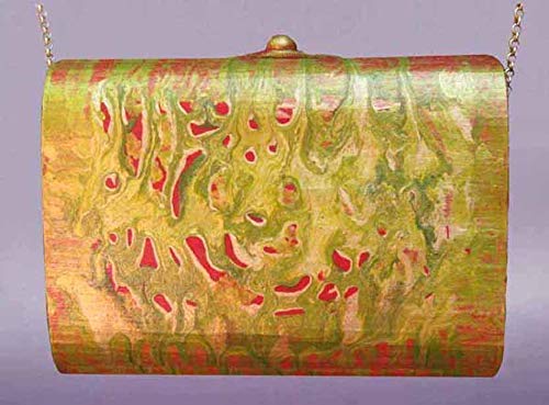 Hand Painted Wood Veneer Purse - Aston Luxury Clutch with Handmade Paper Lining - Perfect for Evening Parties, Weddings & Special Occasions