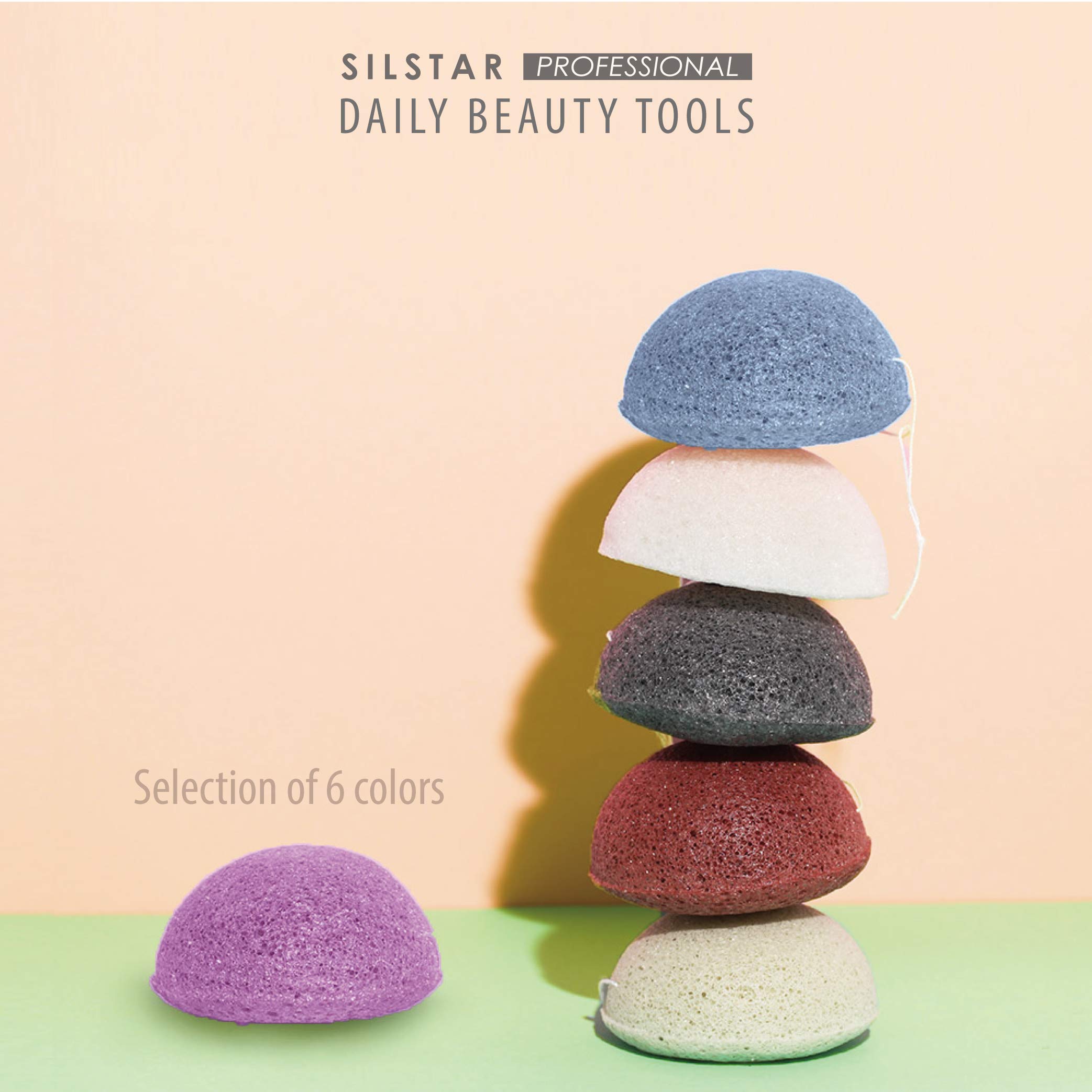 SILSTAR PROFESSIONAL KONJAC Facial & Bath Sponge - Gentle Cleansing for Dry & Mature Skin | 100% Natural Pure White Konjac | Perfect for Daily Skincare & Makeup Removal