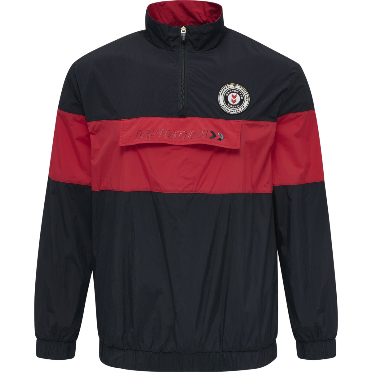 Hummel HMLJORES Half Zip Jacket for Men - Dark Navy/Red Athletic Pullover - Perfect for Running, Gym & Casual Wear