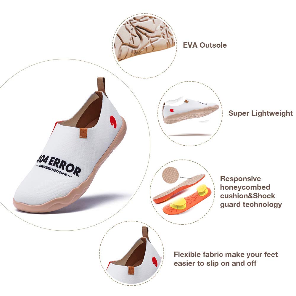 UIN Men's Lightweight Knitted Loafers - Slip On Casual Sneakers with Artistic 404 Error Design - Perfect for Walking, Travel & Everyday Wear