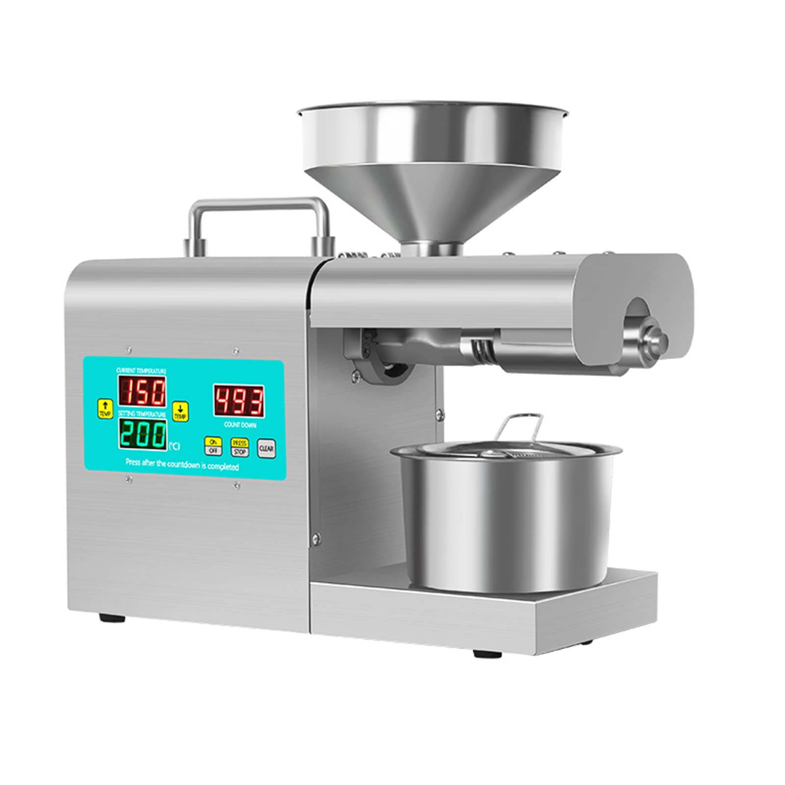 Automatic Electric Oil Press Machine - Stainless Steel Cold/Hot Oil Expeller with LCD Control Panel for Home & Commercial Use | Perfect for Making Peanut, Olive, and Coconut Oils in Kitchens & Small Businesses