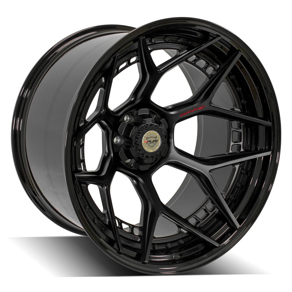 4Play Forged Series 4PF6 Matte Black Wheels with Gloss Black Barrel - 24x14.0 6x135/6x139.7mm 106.1mm Bolt Pattern - Premium Off-Road & Truck Rims for Enhanced Performance & Style