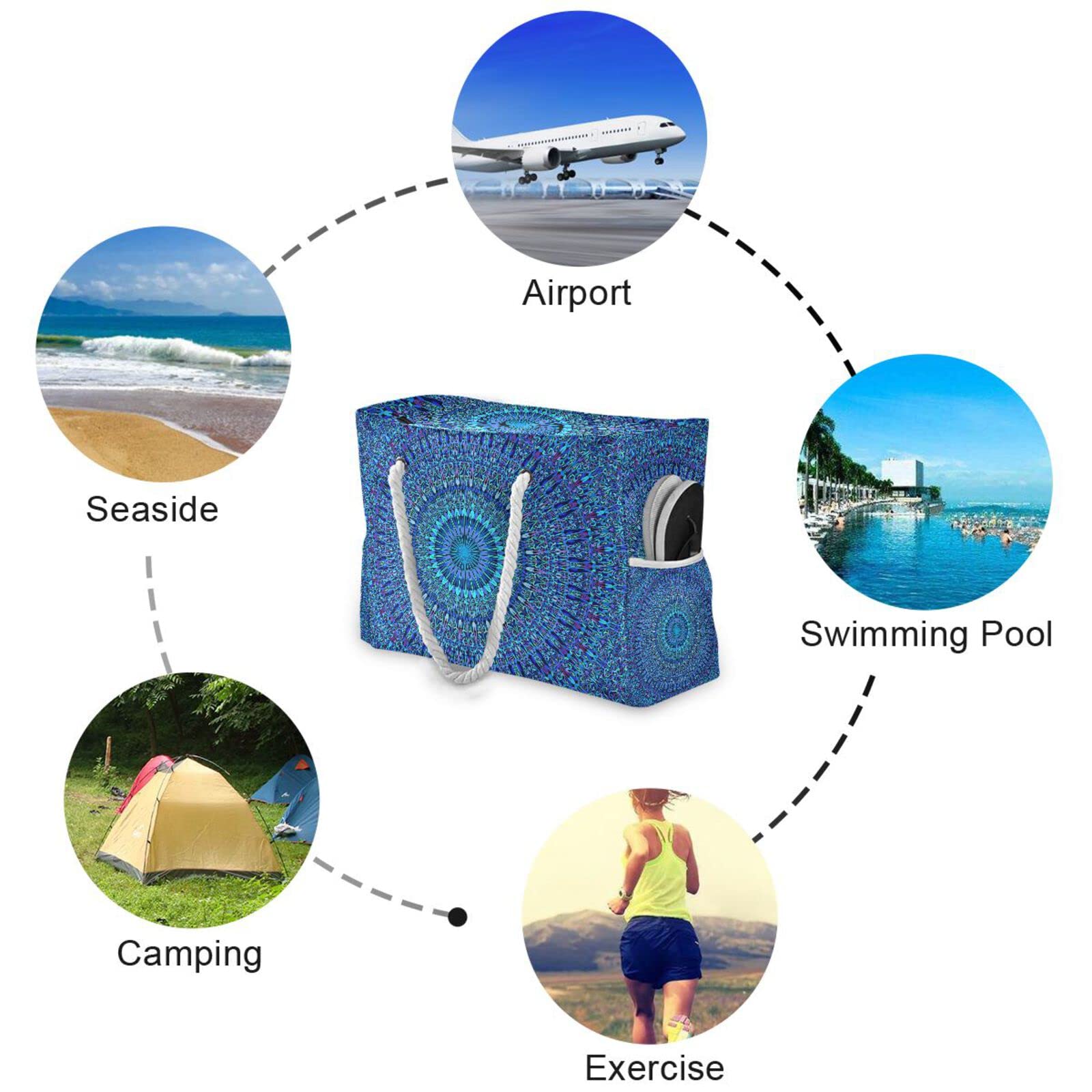 OTVEE Large Beach Bag for Women - Waterproof Travel Tote with Zipper, Spacious Shoulder Bag for Pool, Vacation & Shopping | Perfect for Beach Trips, Gym & Weekend Getaways