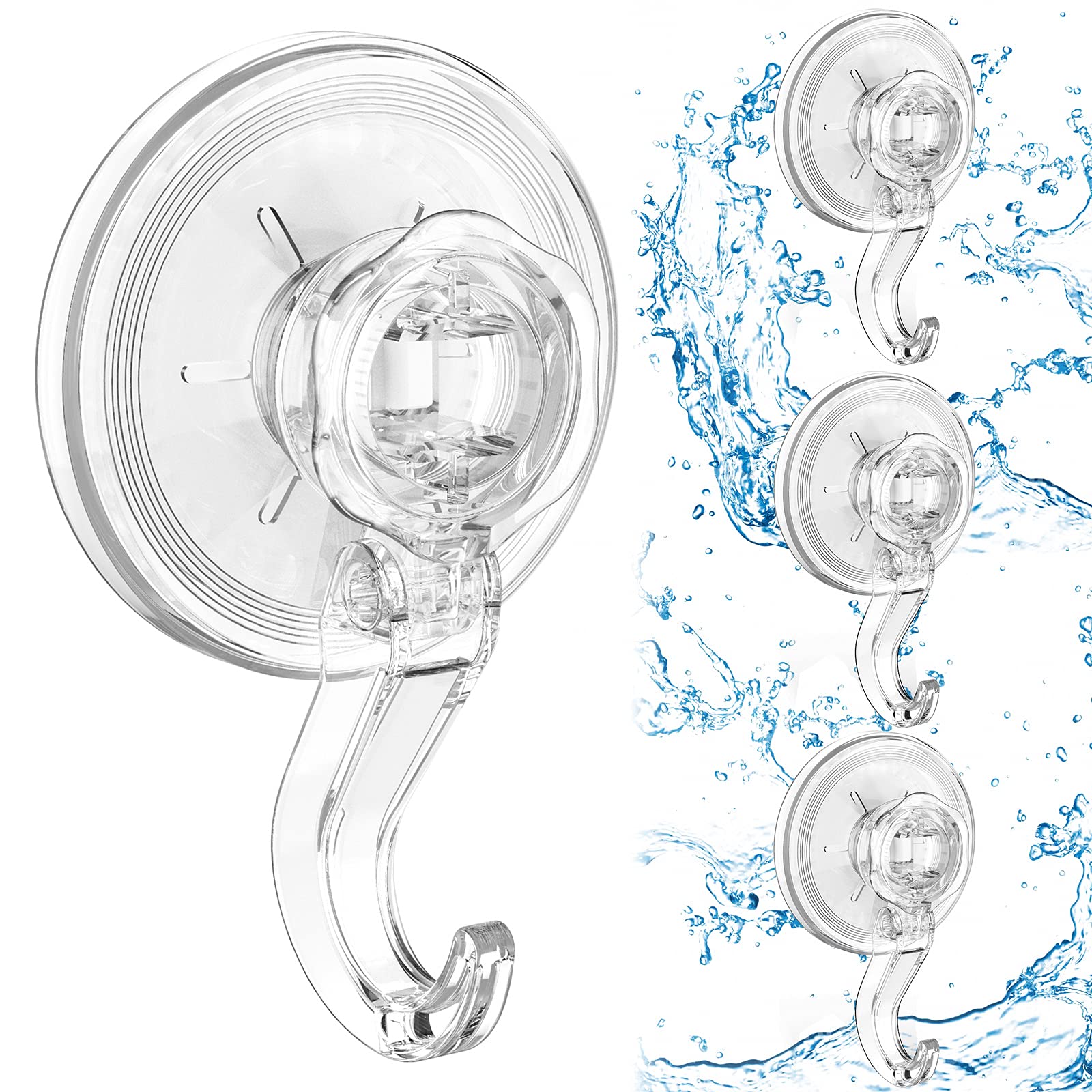 Elegear 4-Pack Heavy Duty Shower Hooks - 11 lb Capacity, Reusable Waterproof Suction Cup Hooks for Bathroom, Kitchen & Window - Perfect for Loofah, Wreaths, Towels & Organizing Shower Accessories