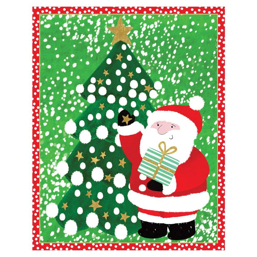 Caspari Santa and Tree Mini Boxed Christmas Cards - Set of 16 Holiday Greeting Cards with Envelopes | Perfect for Christmas Wishes, Office Gifts & Holiday Party Favors