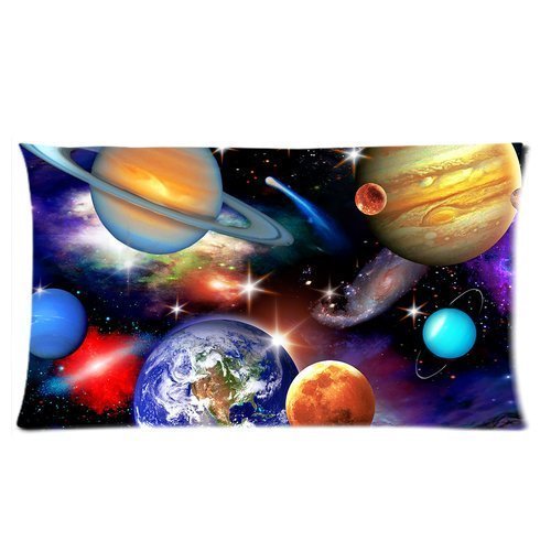 Custom Solar System Planets Galaxy Nebula Print Rectangle Pillow Cases 20x36 (Twin Sides) - Space Themed Bedding for Kids Room, Dorm Decor & Astronomy Lovers