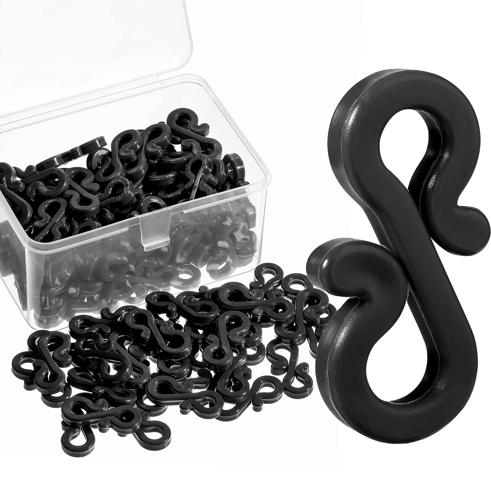 Marsui Christmas Light Clips - 120 Pack Black Weatherproof Outdoor Gutter Hooks for Holiday String Lights - Perfect for Roof, Fence & Tree Decorations