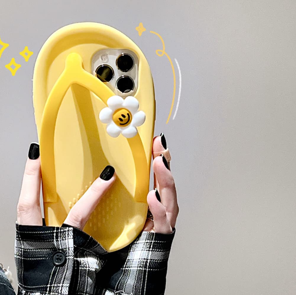 Cute Kawaii 3D Silicone iPhone 12 Pro Max Case with Camera Lens Protector - Thick Protective Shockproof Retro Cartoon Phone Cover (Flip-Flops Design) - Perfect for Everyday Use, Travel & Gift Giving