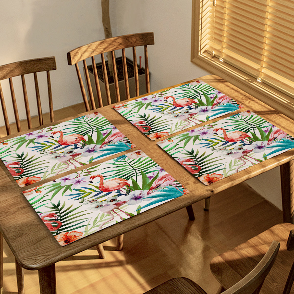 Flamingo-Themed Tropical Table Placemats Set of 4 - Waterproof & Heat-Resistant Dining Mats for Kitchen, Party, and Outdoor Use