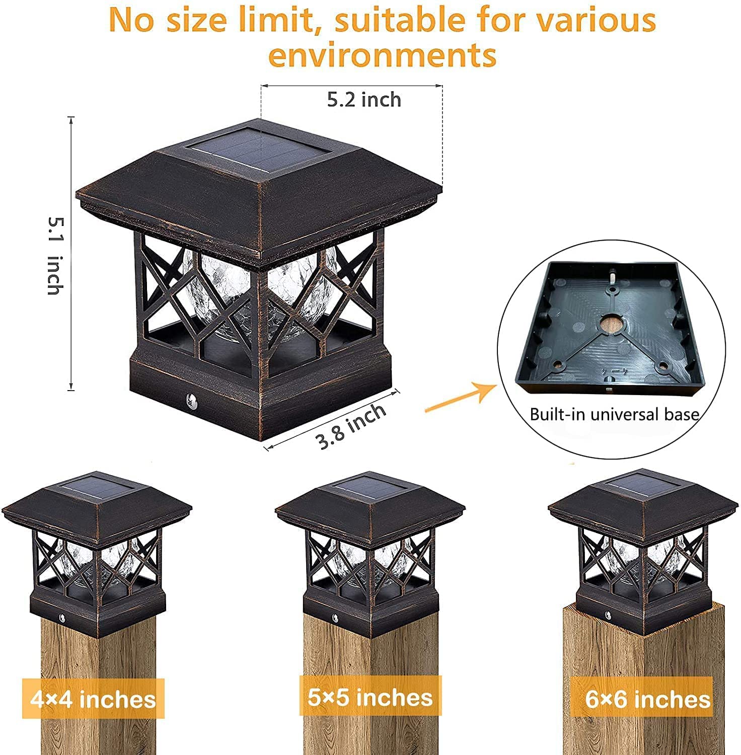 TWINSLUXES Solar Cap Lights Outdoor - Waterproof LED Fence Solar Lights for 3.5x3.5/4x4/5x5 Wood Posts - Perfect for Patio, Deck, Garden & Pathway Decoration & Nighttime Safety