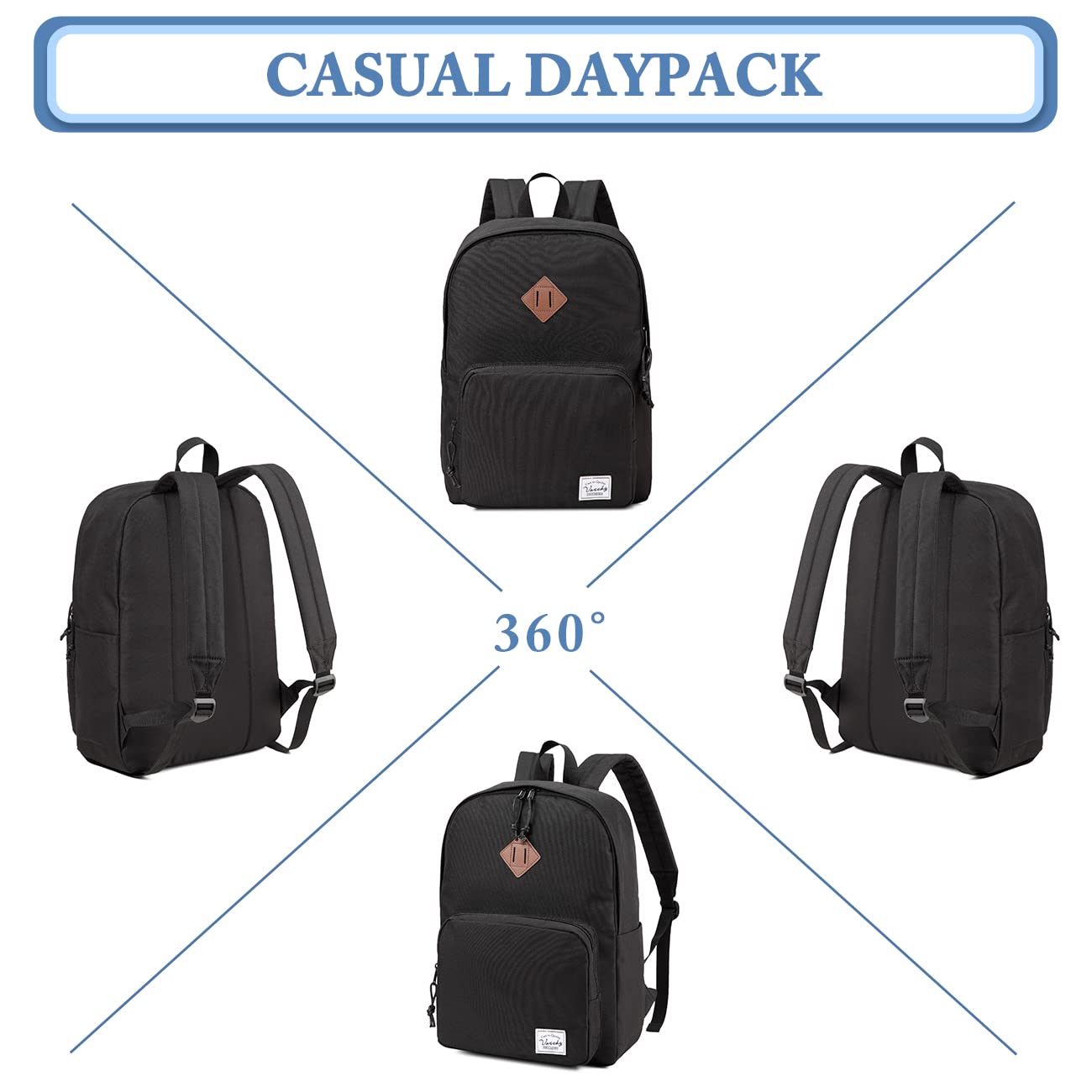VASCHY Ultra Lightweight School Backpack for Men, Women, Teens & Kids - Durable Bookbag for College, High School & Travel - Black (Perfect for Students, Commuters & Everyday Use)