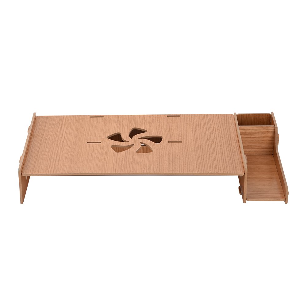Adjustable Monitor Stand with Storage - HDF Wood Desktop Riser for Computer, Laptop, TV & Keyboard - Ergonomic Workspace Organizer for Home & Office Use