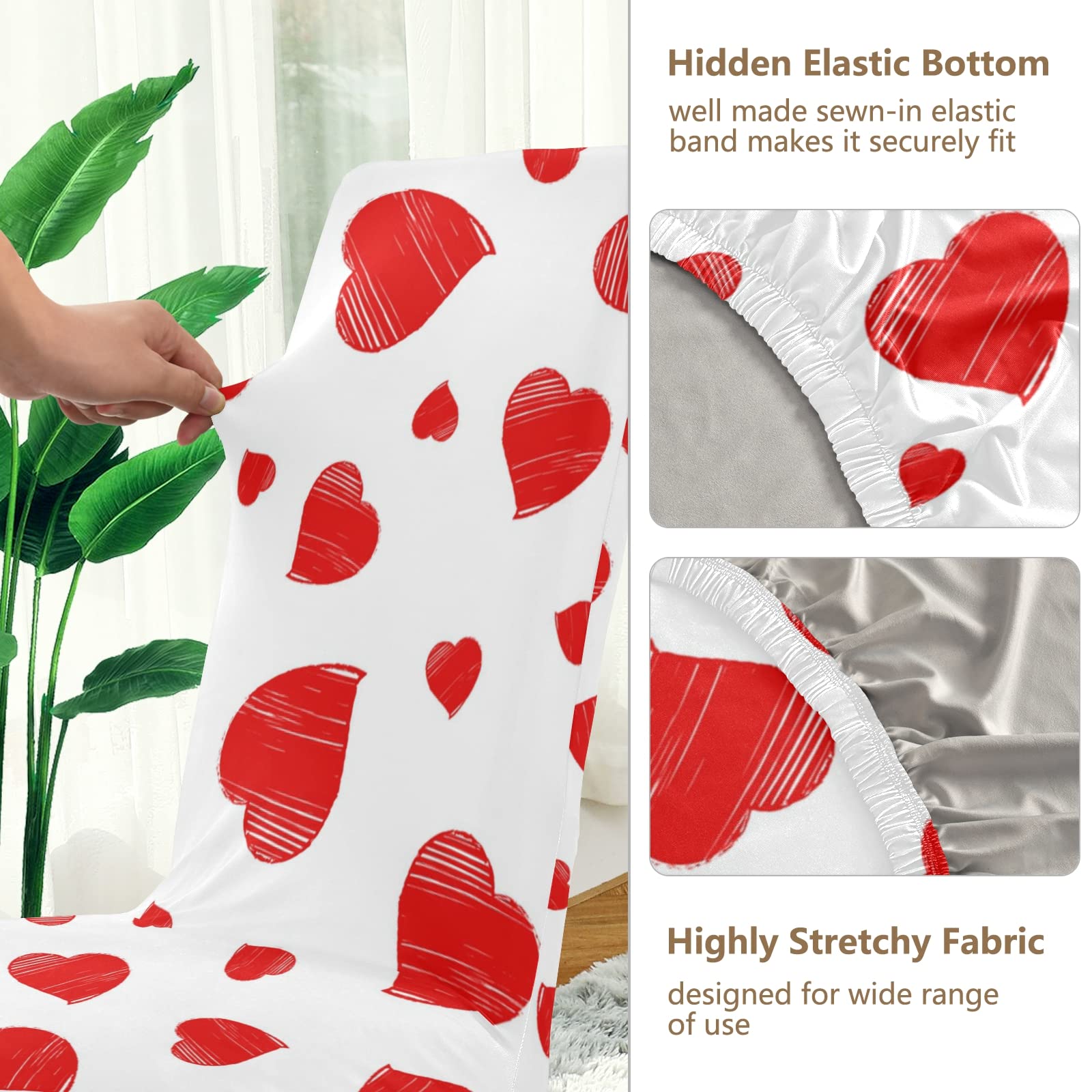 Soft Stretch Washable Dining Chair Covers - Set of 4 Removable Slipcovers for Christmas & Valentine's Day Decor | Perfect for Holiday Parties, Family Gatherings & Dining Room Protection