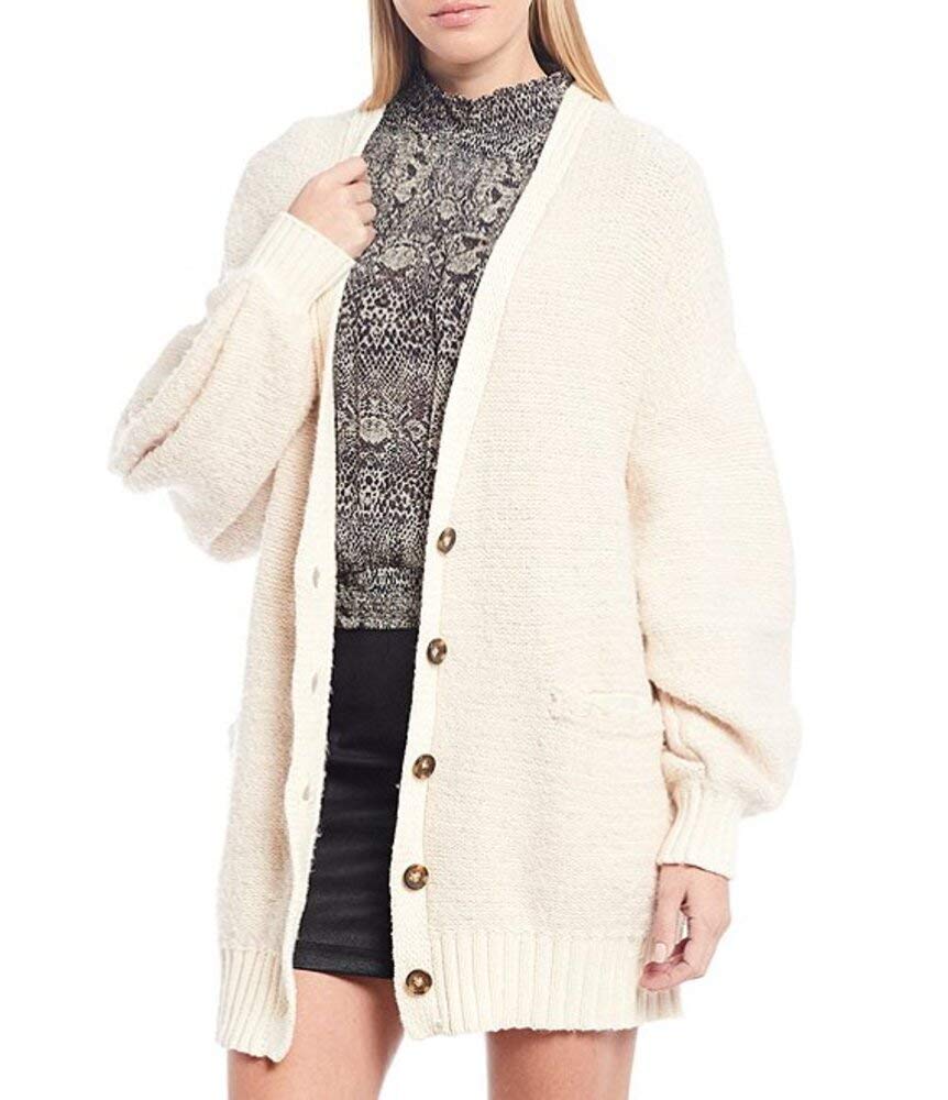 Free People Women's Snow Drop Cardigan Sweater - Soft Knit Long Open Front Wrap - Size Large - Perfect for Fall Layering & Cozy Winter Outfits