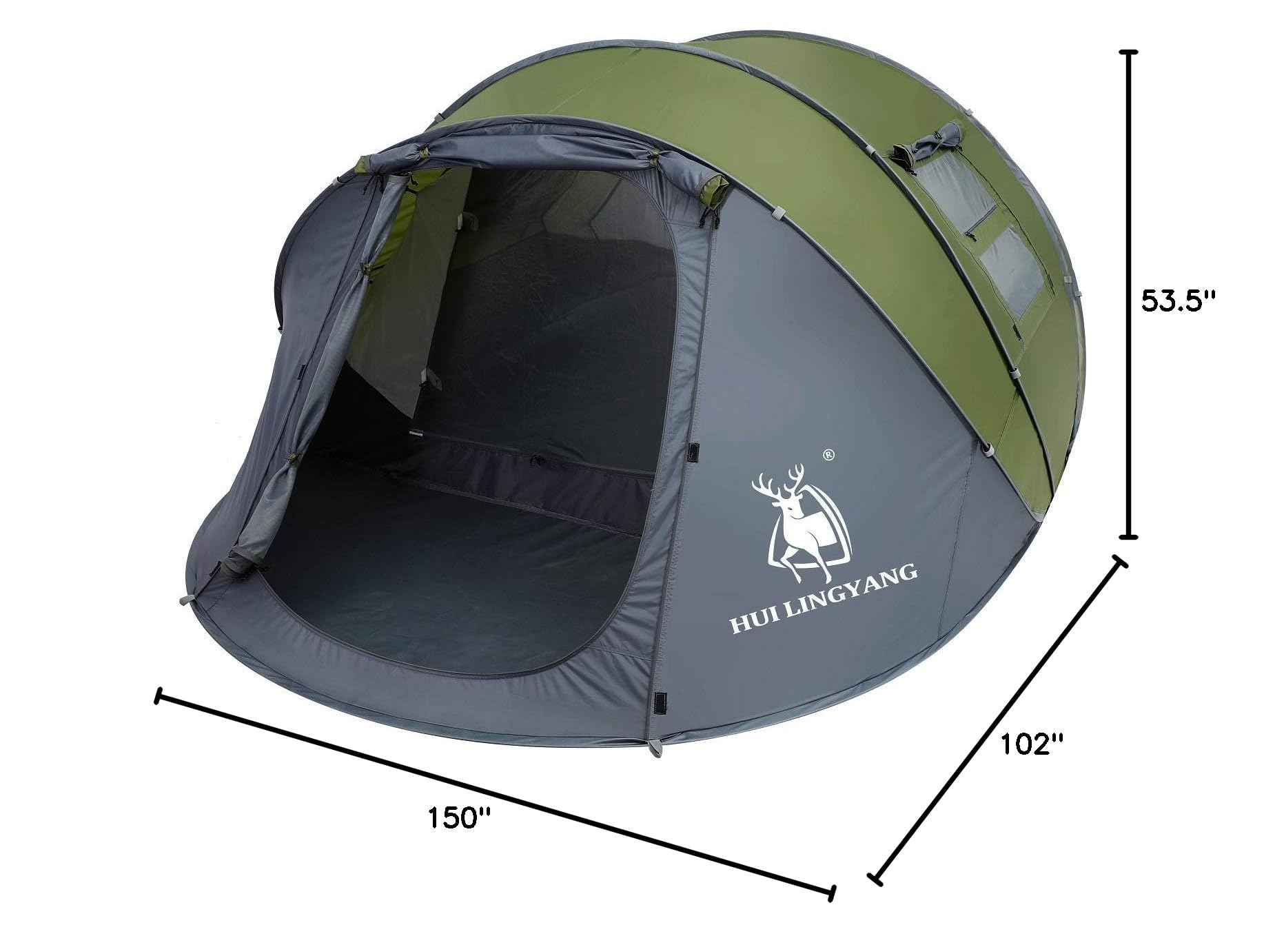6 Person Easy Pop Up Tent - 12.5’ x 8.5’ x 53.5