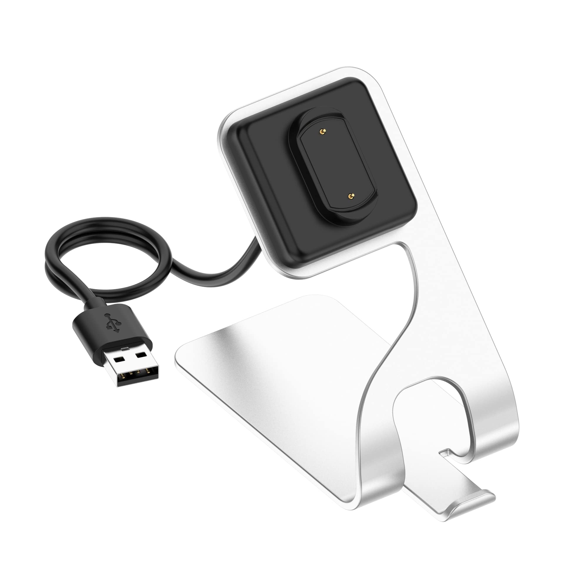 Magnetic Charging Stand for Amazfit GTS 3/GTR 3/GTR 3 Pro - Portable USB Charger Dock with Cable | Replacement Charger Cord (Silver) | Perfect for Home, Office & Travel Use