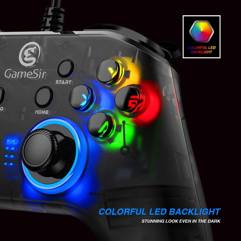 GameSir T4w Wired PC Game Controller for Windows 7/8/10 - LED Backlit Semi-Transparent Design with USB Cable | Perfect for Gaming on Windows PC, Steam, and Online Multiplayer Games