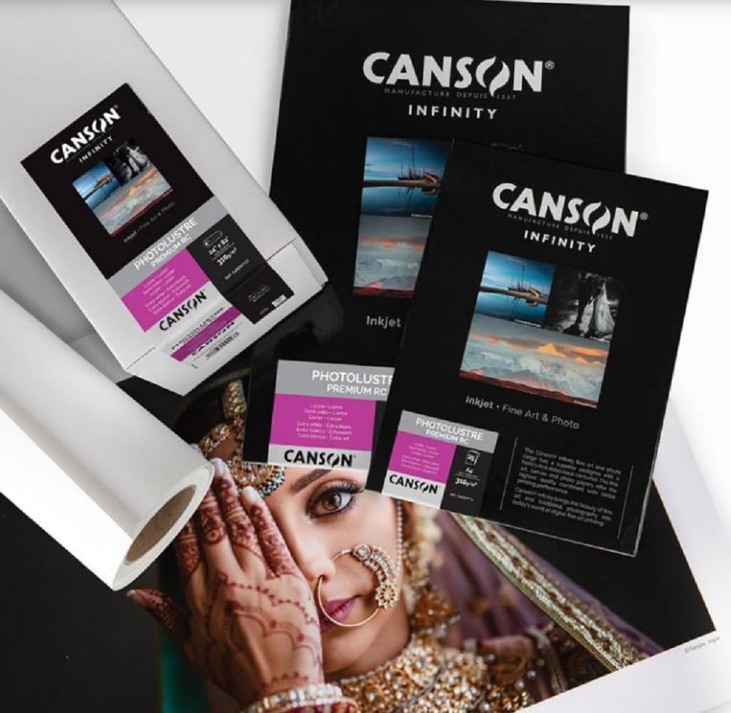 Canson Premium RC Photo Luster Paper - 25 Sheets A4 Size for Professional Photo Printing | Ideal for Inkjet Printers, Photo Albums & Home Decor