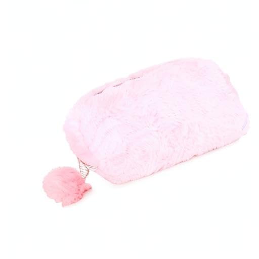 Sanjis Enterprise Small Faux Fur Cosmetic Bag - Elegant Makeup Pouch with Zipper for Lipstick & Toiletries | Perfect Women's Travel Organizer & Gift Idea (Pink) | Great for Daily Makeup Storage, Weekend Getaways & Birthday Presents