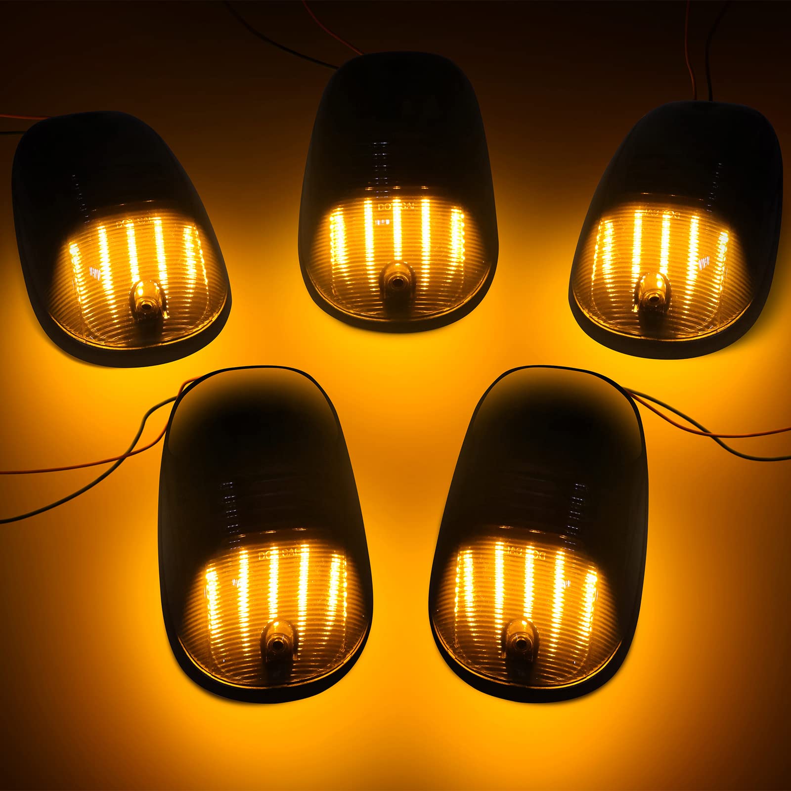 High-Quality LED Cab Clearance Lights for Ram 1500/2500/3500 (2003-2018) & Ram 4500/5500 (2011-2018) - 5PCS Amber Smoked Roof Lights - Durable Replacement for Truck Cab Lighting - Perfect for Night Driving & Off-Road Adventures