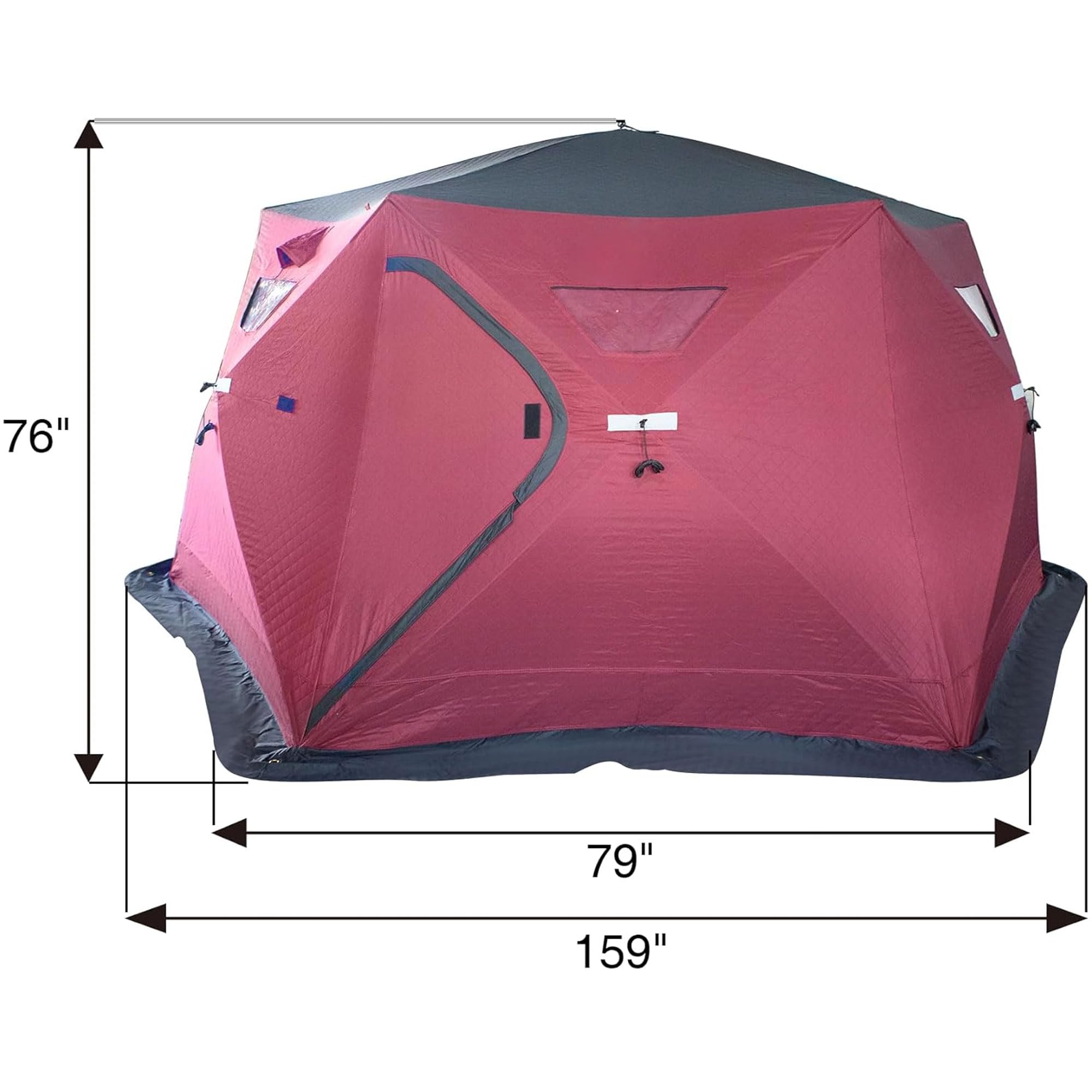 THUNDERBAY Ice Cube Series Pop-Up Hub-Style Ice Fishing Shelter - 68-112 Sq Ft Fishable Area, Portable 6-8 Person Ice Shanty for Winter Fishing | Perfect for Family Outings & Ice Fishing Adventures