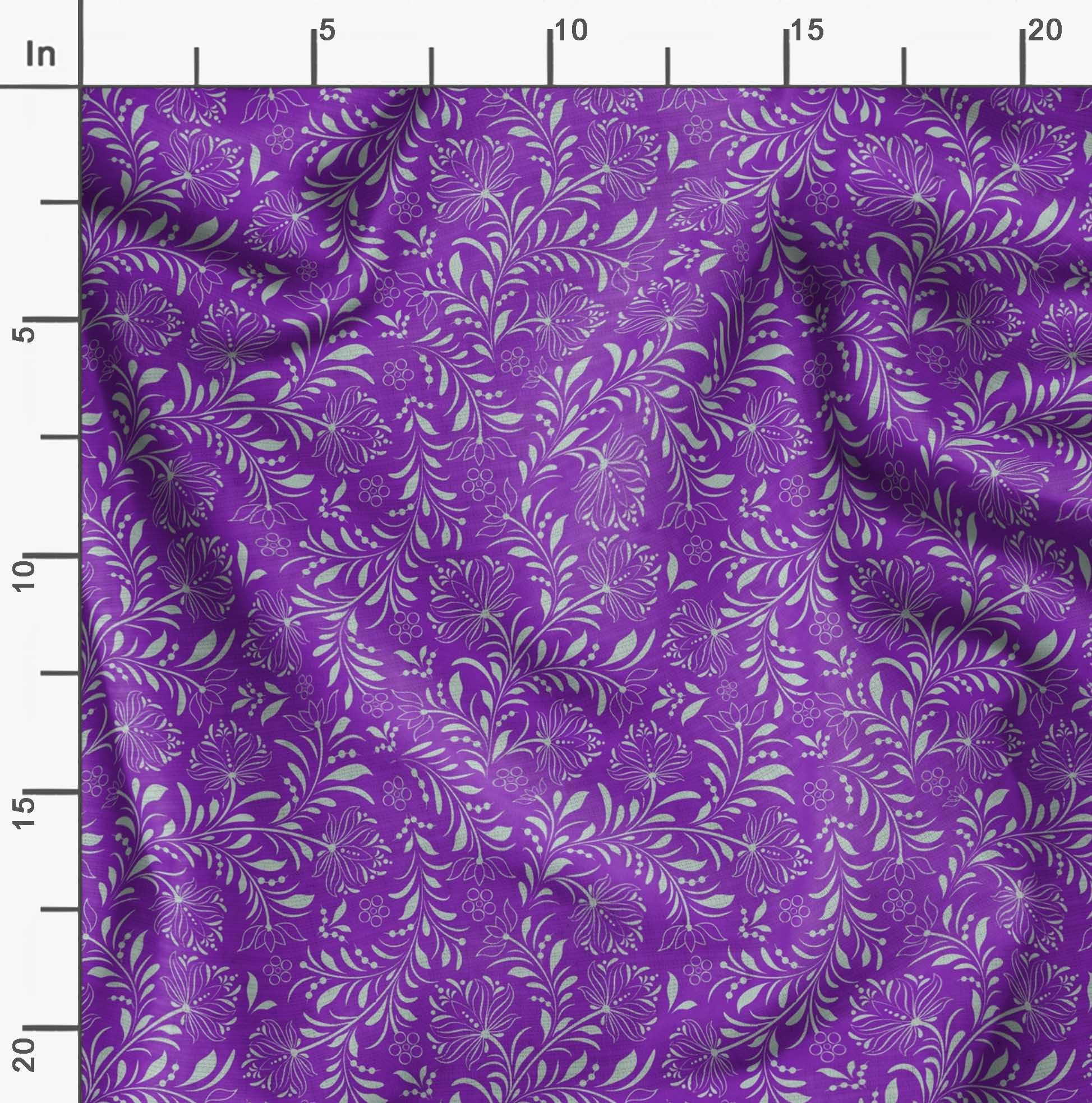 Soimoi Moss Georgette Purple Fabric by The Yard - 42 Inch Wide Printed Fabric with Artistic Leaf & Floral Design for Dresses, Scarves, DIY Crafts & Home Decor Projects