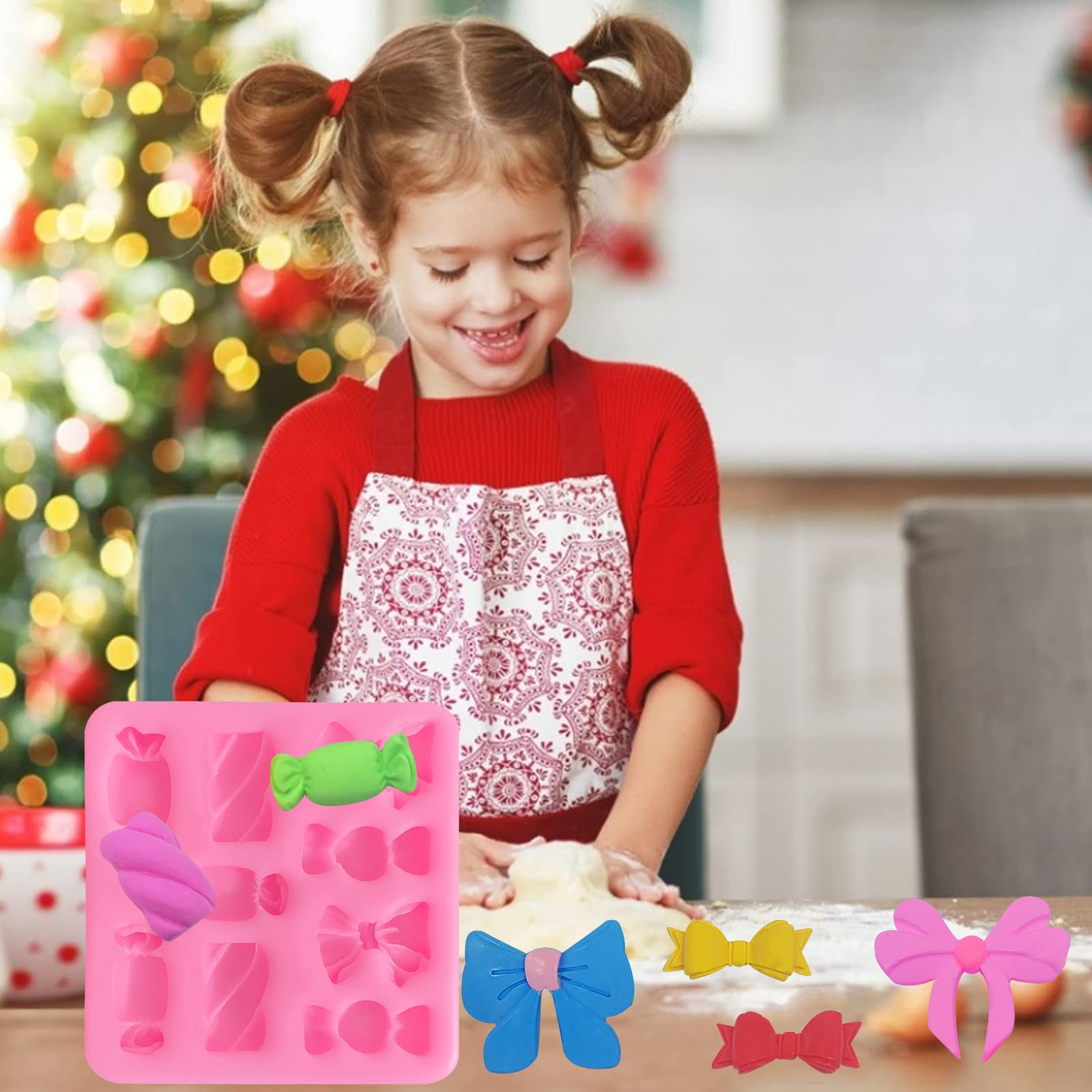 3-Piece Bow Fondant Molds Set for Cake Decorating - DIY Candy, Chocolate, Marzipan, Mousse, Jelly & Sugar Crafts - Perfect for Wedding Desserts, Soap Making, Candle Molds & Epoxy Resin Art Projects