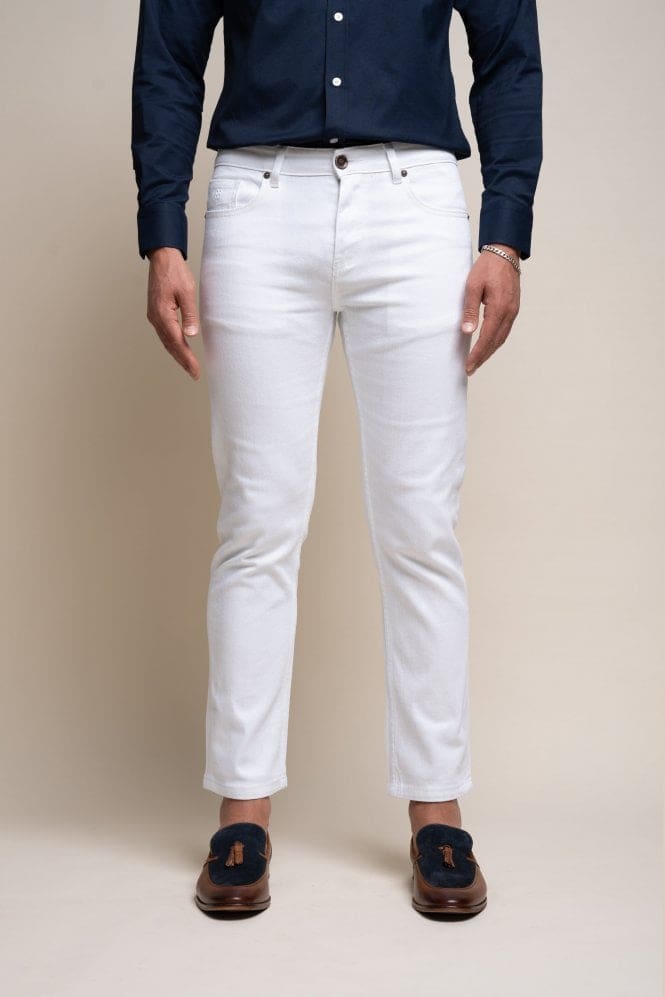 Cavani Milano Women's White Denim Jeans - High Waist Slim Fit Stretch Skinny Jeans for Casual Wear & Night Out