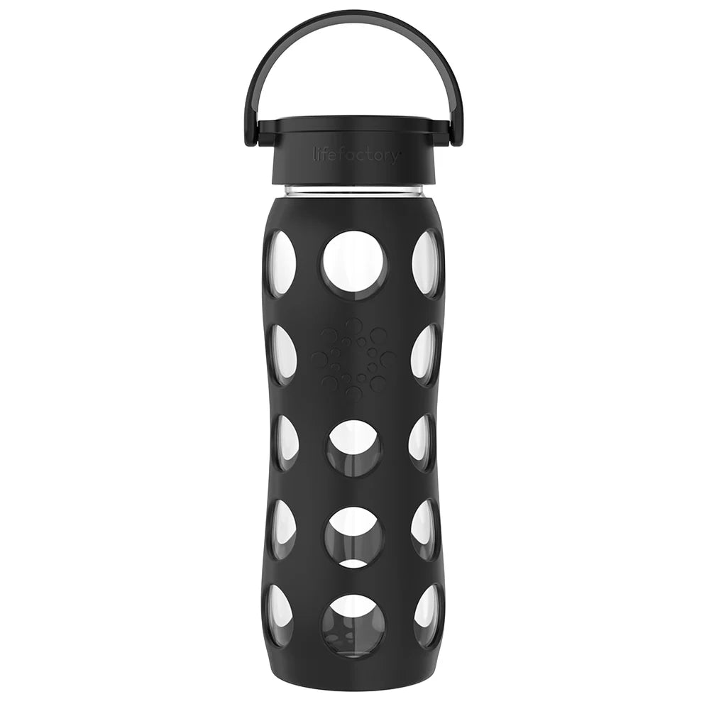 Lifactory 16oz (475ml) Glass Water Bottle - BPA-Free, Leak-Proof, Eco-Friendly Reusable Bottle for Gym, Hiking, Office & Travel