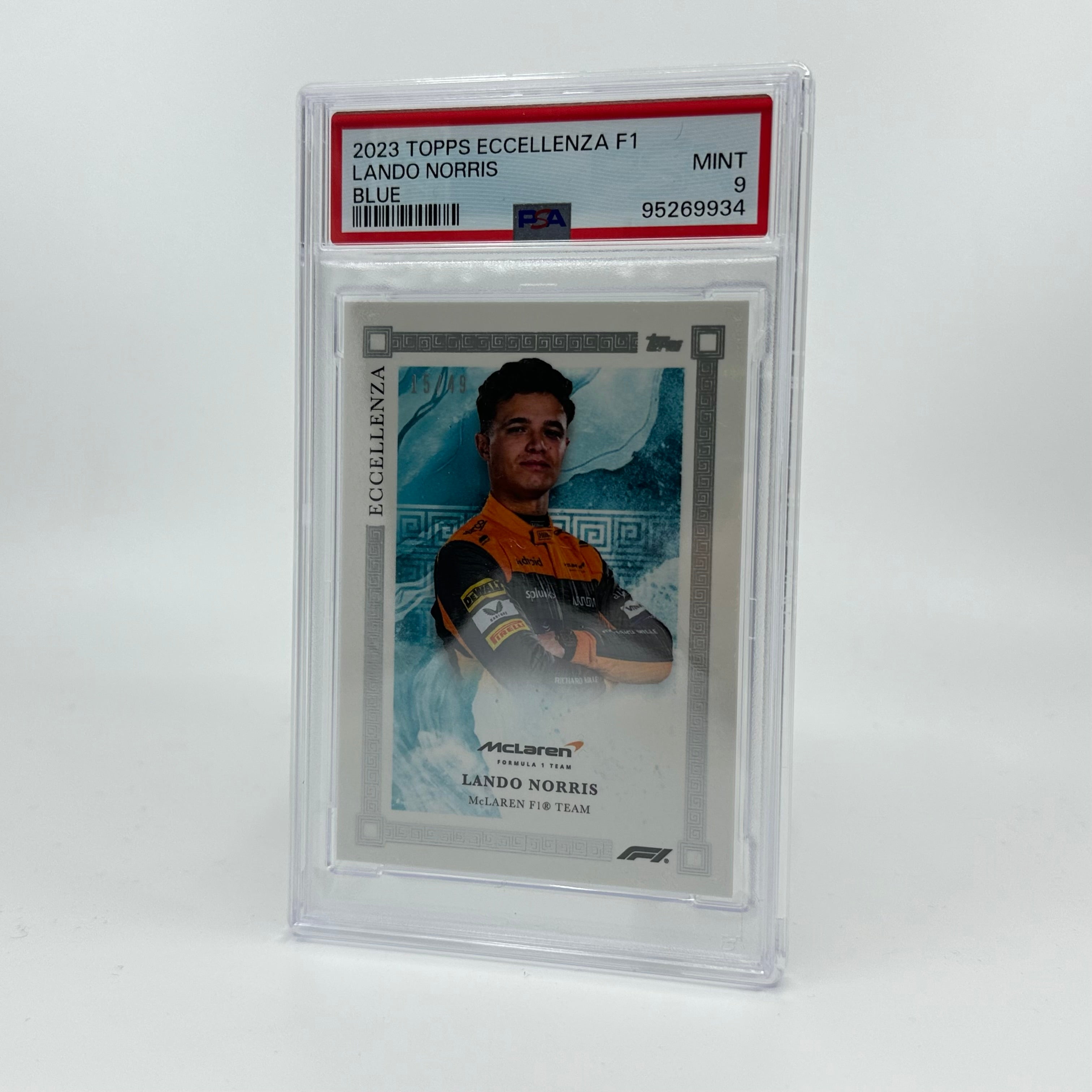 2023 Topps Eccellenza Lando Norris Blue #/49 PSA 9 Graded F1 Racing Card - Perfect for Collectors, Investors & Motorsport Fans Display