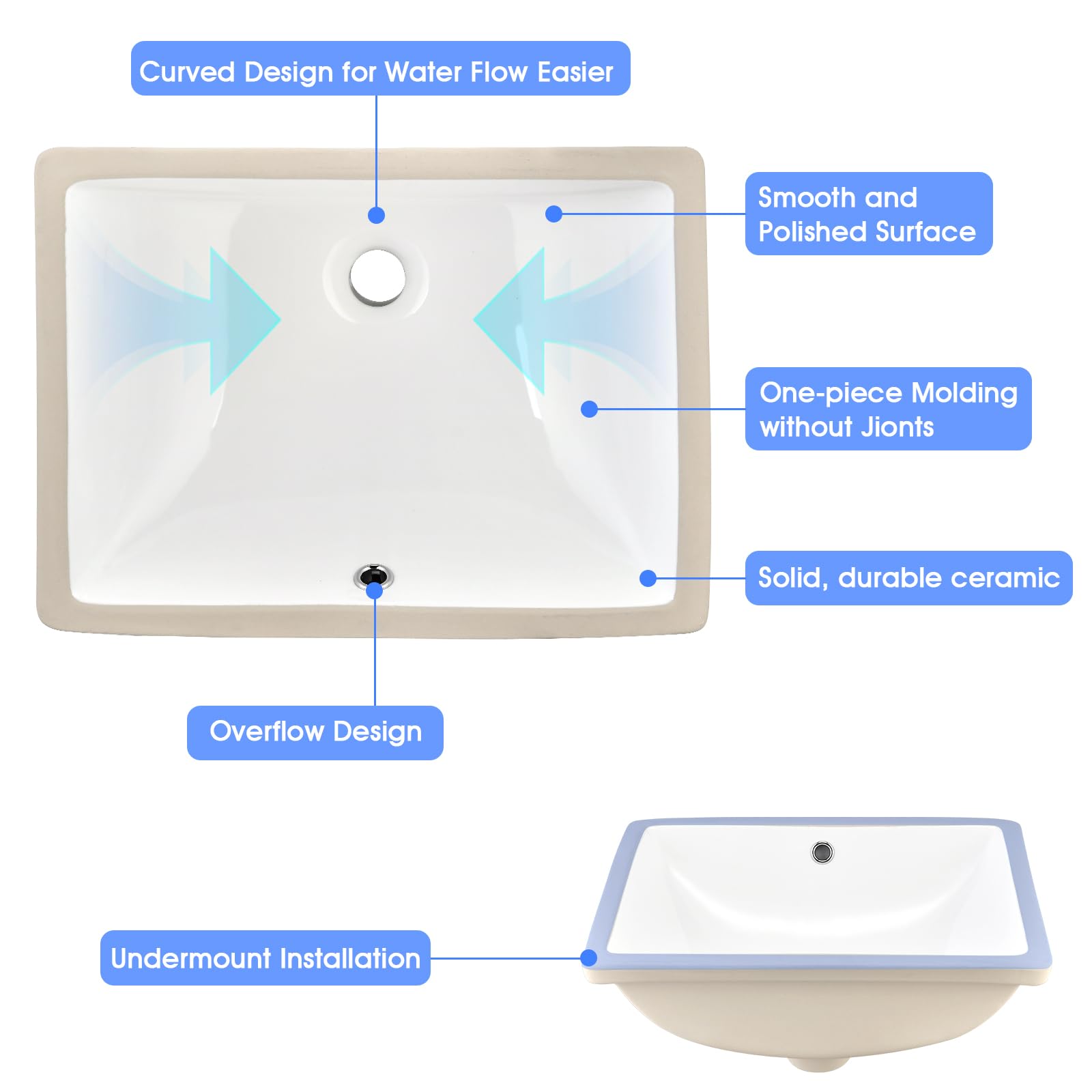 36 Inch Vanity Sink Top - Engineered Stone Composite Bathroom Vanity Top with Rectangular Right Offset Sink in Ariston White | Includes 8