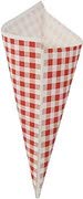 K-14 Mini Plus Size Red & White Check Disposable Paper Cones - 5.5 oz Food Service Holders for French Fries, Ice Cream, Cotton Candy & Snacks - European Made - Pack of 100 - Perfect for Carnivals, Food Trucks & Party Catering