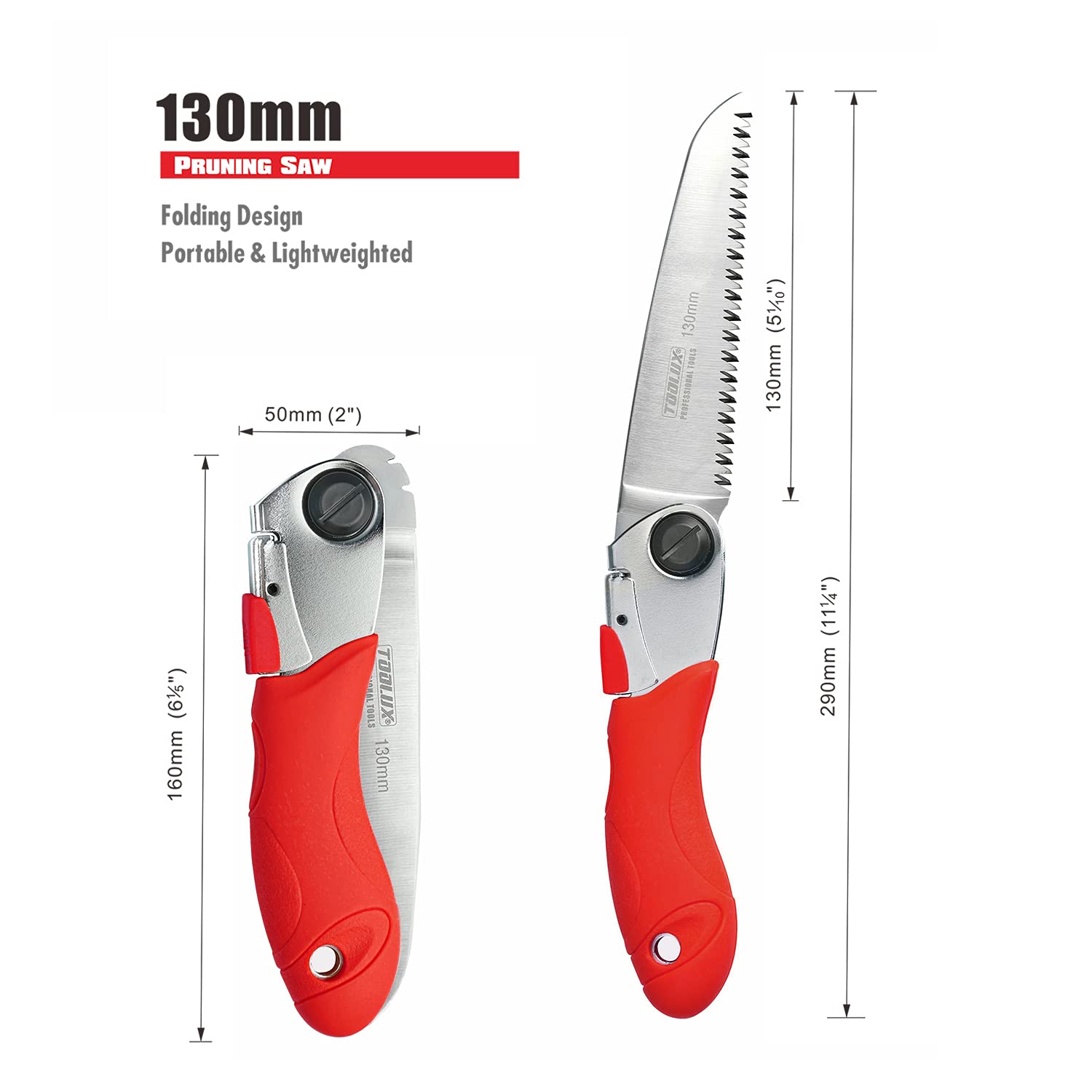 5 Inch Folding Pruning Saw with Razor Teeth - Compact Hand Saw for Tree Branches, Wood Cutting, Camping & Outdoor Use - Includes Portable Carrying Case