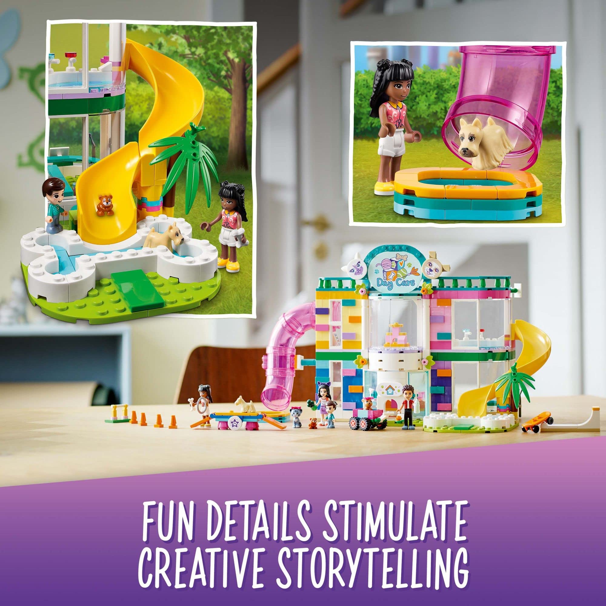 LEGO Friends Pet Day-Care Center 41718 Building Toy Set with Dog Figure & 3 Mini Dolls - Heartlake City Playset for Kids Ages 7+ | Perfect Birthday Gift for Girls & Boys | Creative Play, Animal Care Pretend Game, STEM Learning Activity