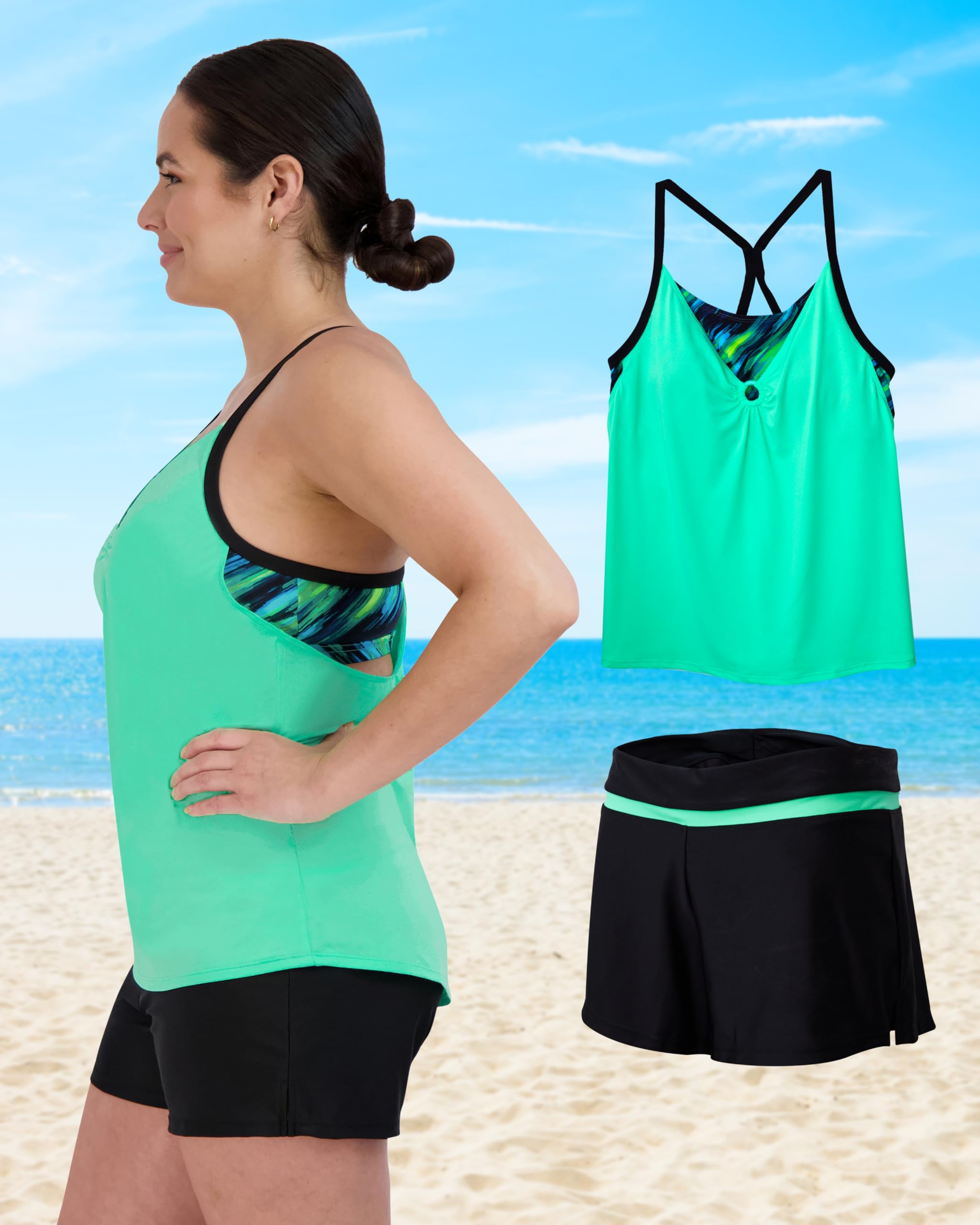 ZeroXposur Women's Tankini Swimsuits with Shorts - UPF 50+ Sun Protection, Quick-Dry & Comfortable Bathing Suit for Beach, Pool & Water Sports