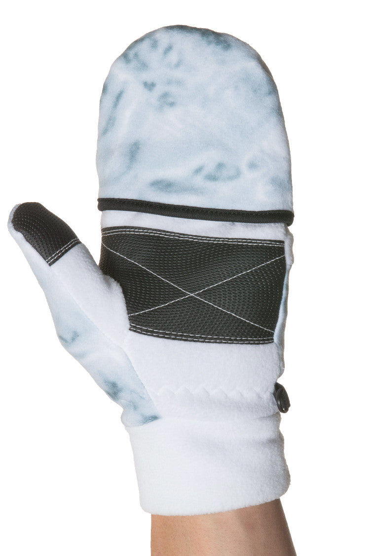 Men's Camouflage Polar Fleece Fingerless Gloves Mittens - Warm Aqua Design for Hunting, Outdoor Sports & Winter Activities