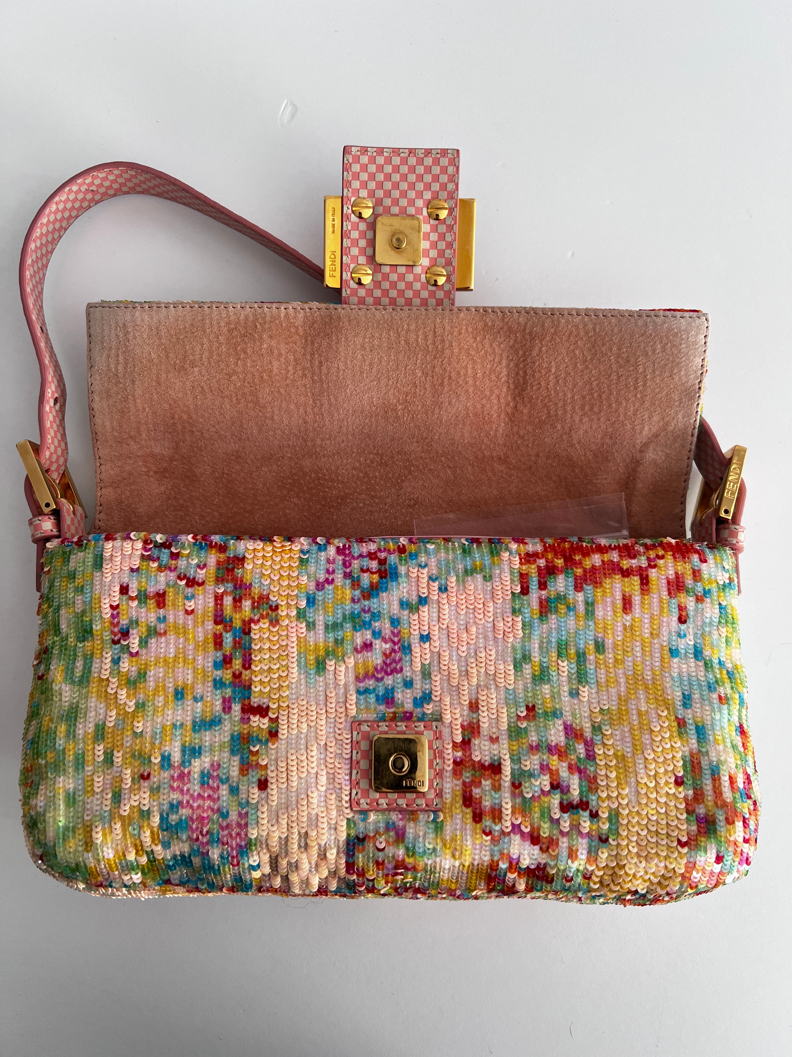 Fendi Rainbow Sequin Baguette Bag 2013 Vintage Designer Handbag for Women - Perfect for Parties, Weddings & Special Occasions