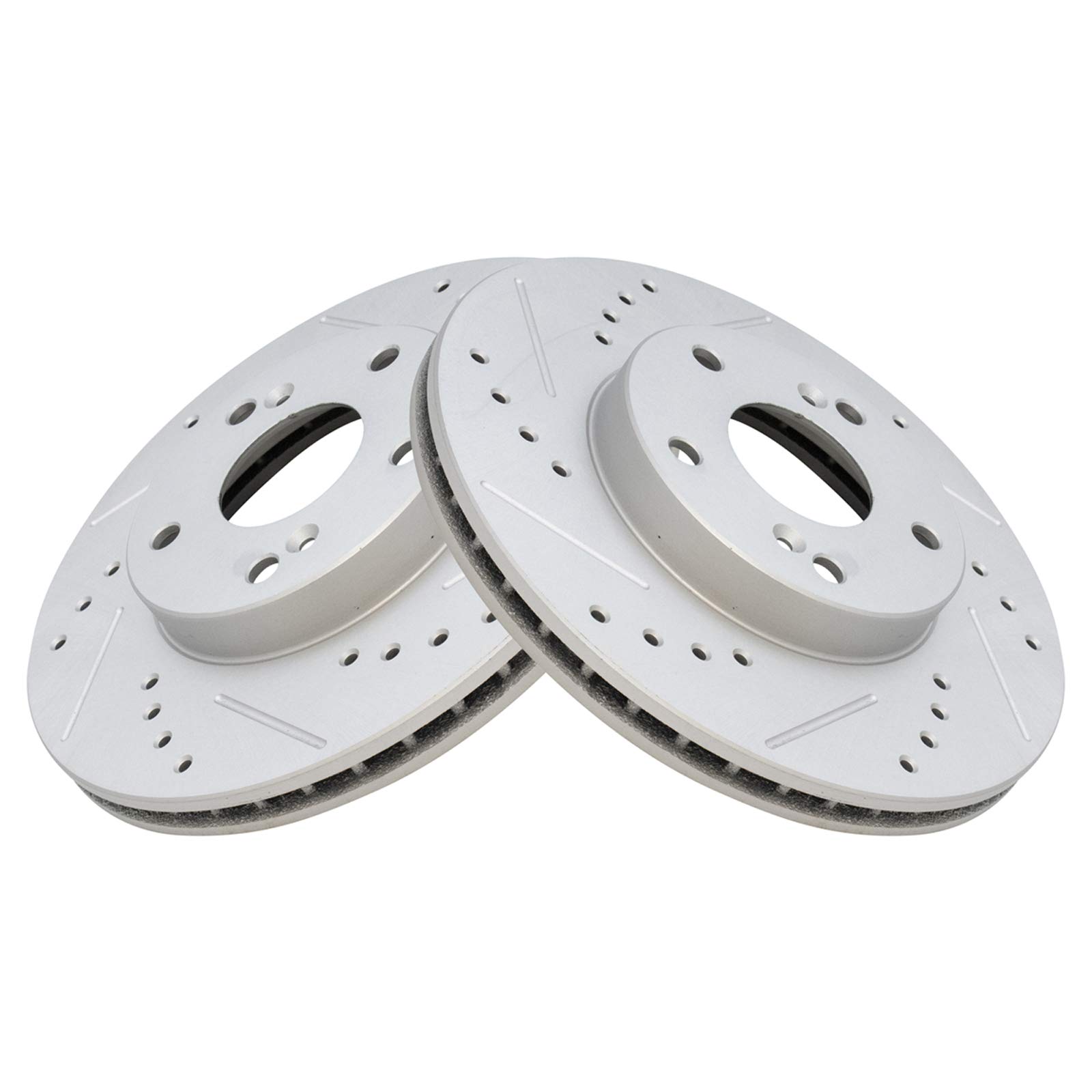 High-Performance Drilled & Slotted Disc Brake Rotors - G-Coated Front Pair for Honda Civic/Accord - Perfect for Racing & Daily Driving