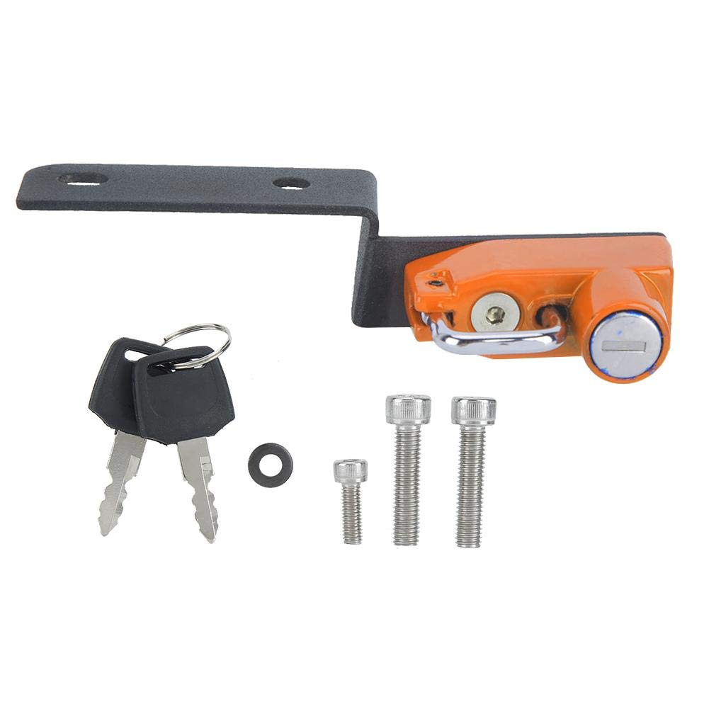 **Motorcycle Helmet Lock - Heavy Duty Aluminum Alloy Helmet Hook Mount for 125/250/390 Motorcycles (Orange) - Secure & Durable Bike Accessory for Parking & Storage**