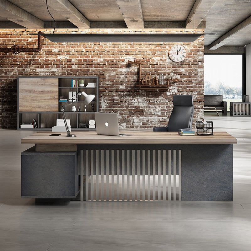 DAXTON 200cm Executive Desk with Right Return - Warm Oak & Black Finish - Modern Office Furniture for Home & Business Workspaces